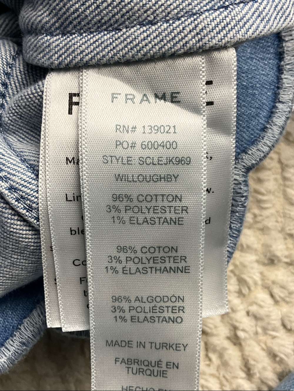 Frame Denim Women’s Willoughby Scallop Hem Light Blue Jean Jacket Size Medium - Picture 6 of 16